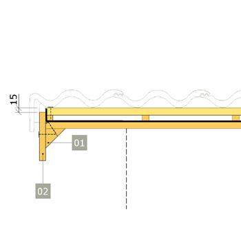 Principlösning. Underlag av träpanel – tak med betongpannor.