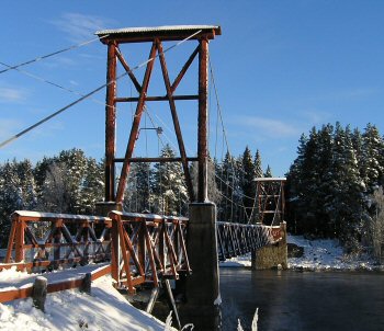 Träbro – Hängbro i Dala-Järna, byggd 1924. 