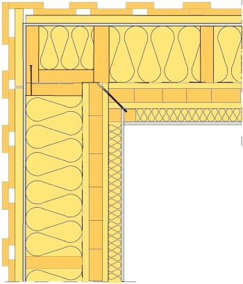 Anslutning mot ytterväggshörn. Anslutning mot ytterväggshörn