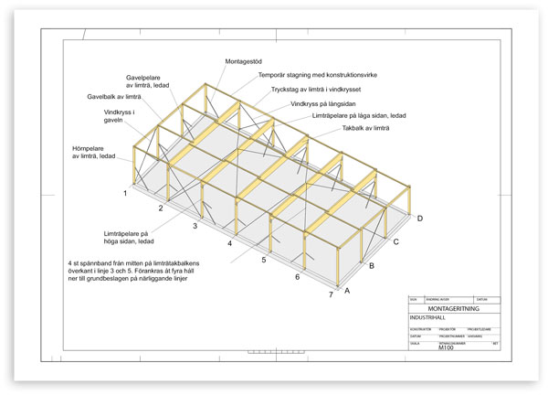 Bilaga: Ritning över montageordning och temporär stagning.