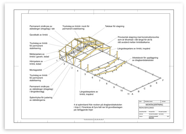 Bilaga: Ritning över montageordning och temporär stagning.