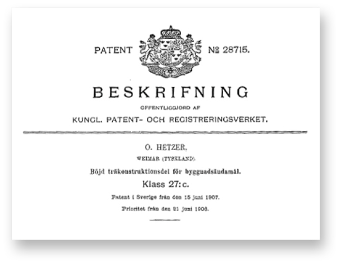 Framsidan på det svenska patentet för Hetzer-Binder.