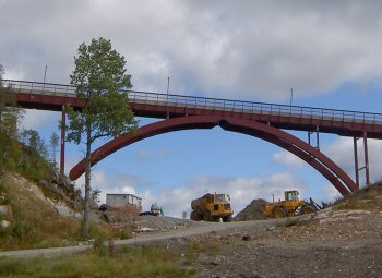 Bågbro. Skidbro, Branäs.